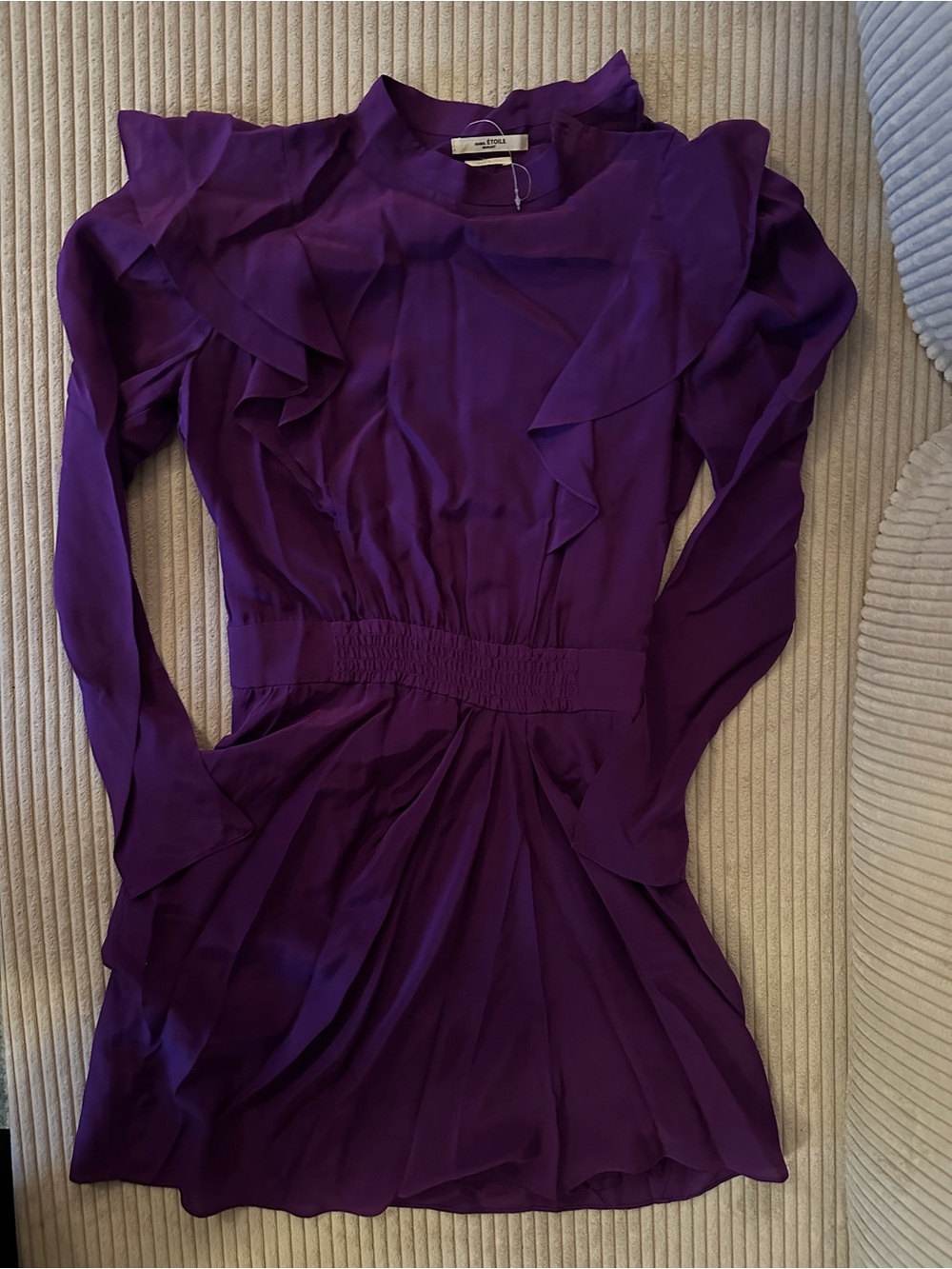 Women's Purple Ruffle Long-Sleeve Mini Dress
